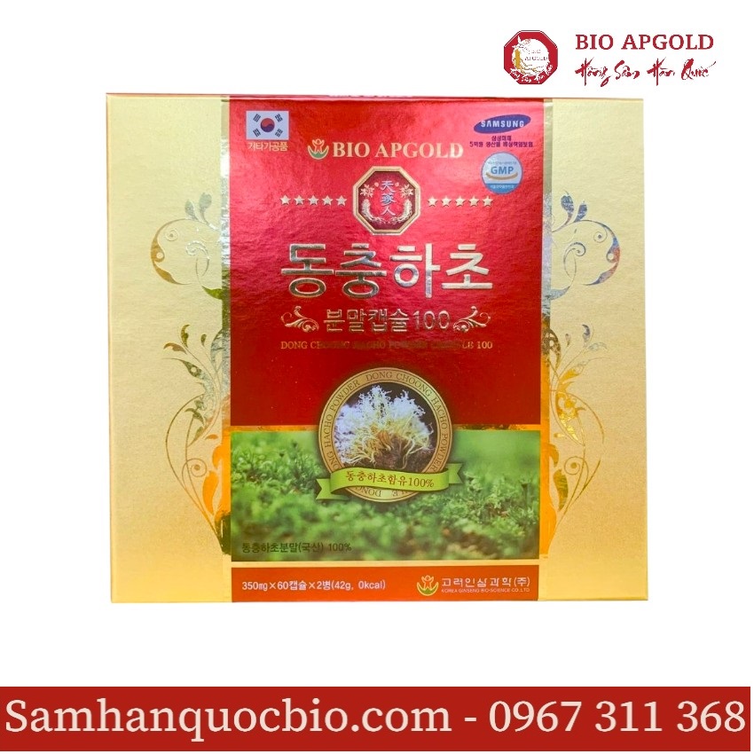 viên đông trùng hạ thảo hộp 2 lọ bio apgold