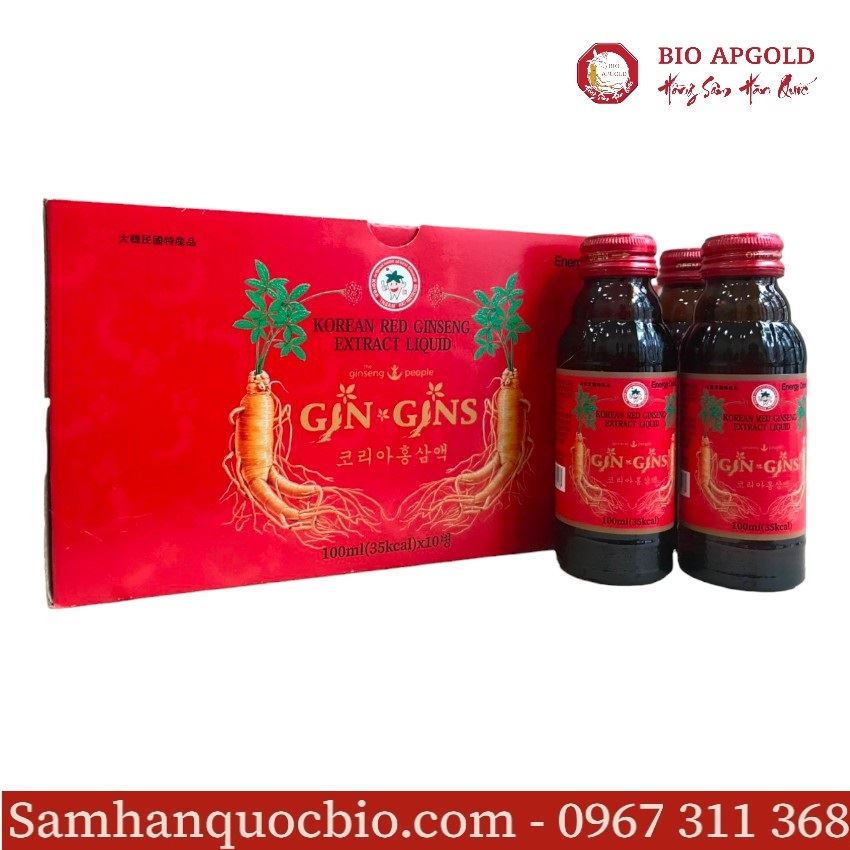 Nước Sâm Chai Hàn Quốc hộp 100ml * 10 chai - Gingins