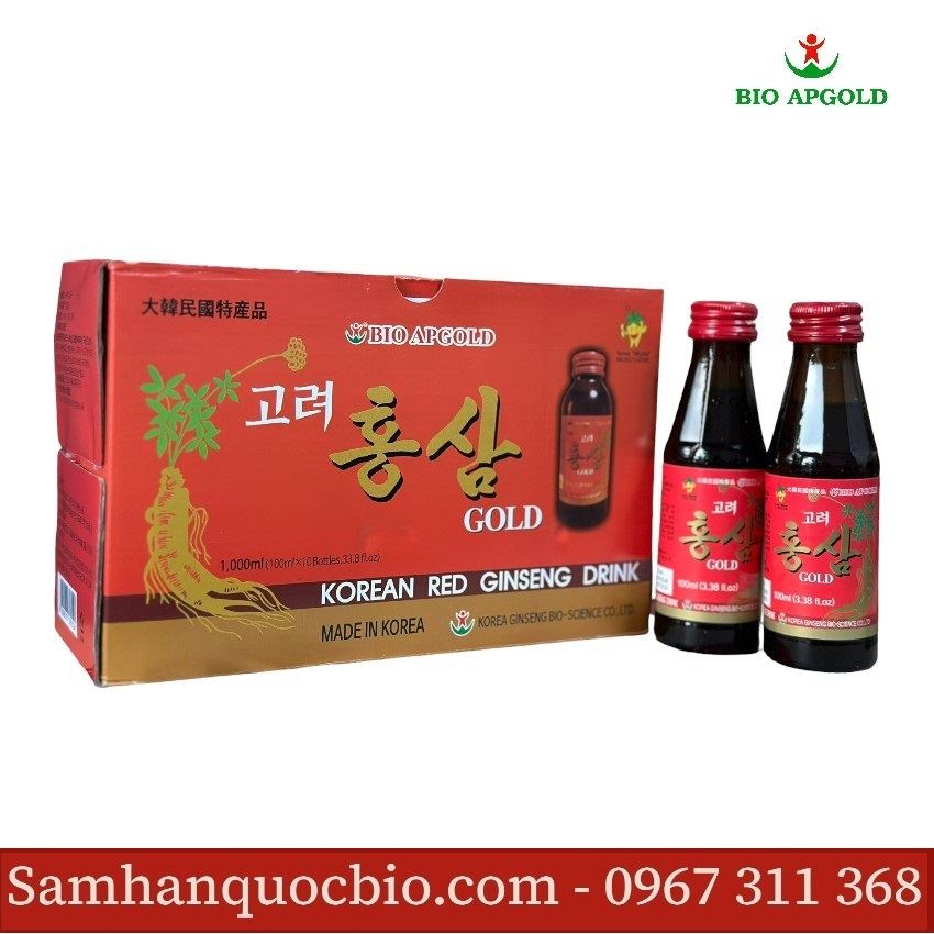 Nước Uống Hồng Sâm Hộp 10 Chai * 100ml - Bio Apgold