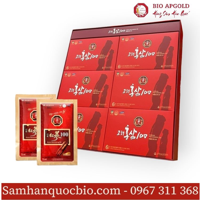 Nước Uống Hồng Sâm Nguyên Chất Không Đường Hộp 30 gói Bio Apgold