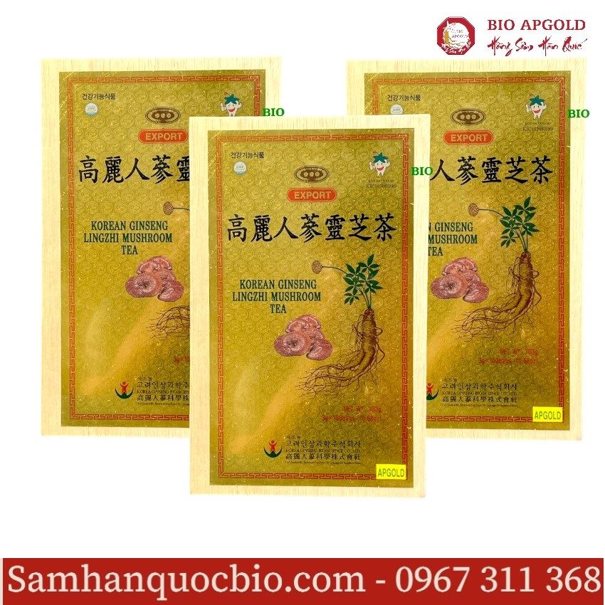 Trà Sâm Linh Chi hàn Quốc Hộp 100 gói - Bio Apgold